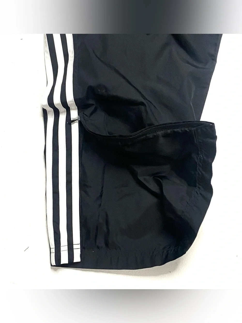 Vintage Adidas Originals Black 3 Stripe Mesh Lined Windbreaker Track Pants XL